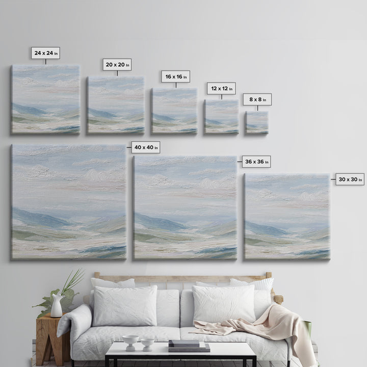 Soft Mountain Landscape Framed Canvas Print, Medical Office Art, Healthcare Wall Art, Office Decor, Oil Painting, Calm, MOA-1x1-2