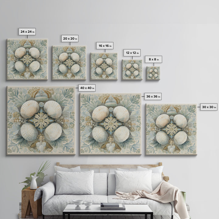 Coastal Shells and Water Study Canvas Print, Medical Office Art, Office Decor, Calm, Brain Poster, Healthcare Wall Art, MOA-1x1-20