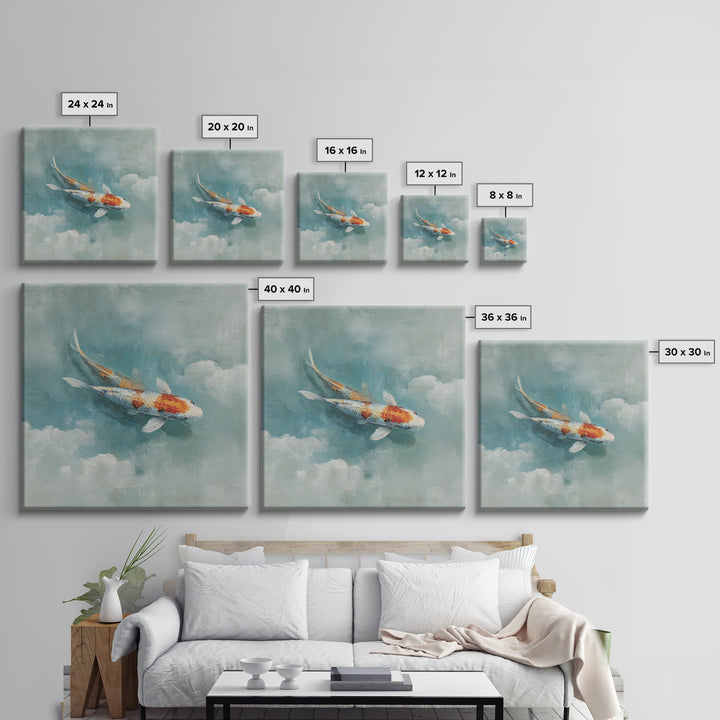 Calm Koi Fish Swimming Through Clear Water Canvas Print, Medical Office Art, Brain Poster, Office Decor, Oil Painting, Calm, MOA-1x1-22