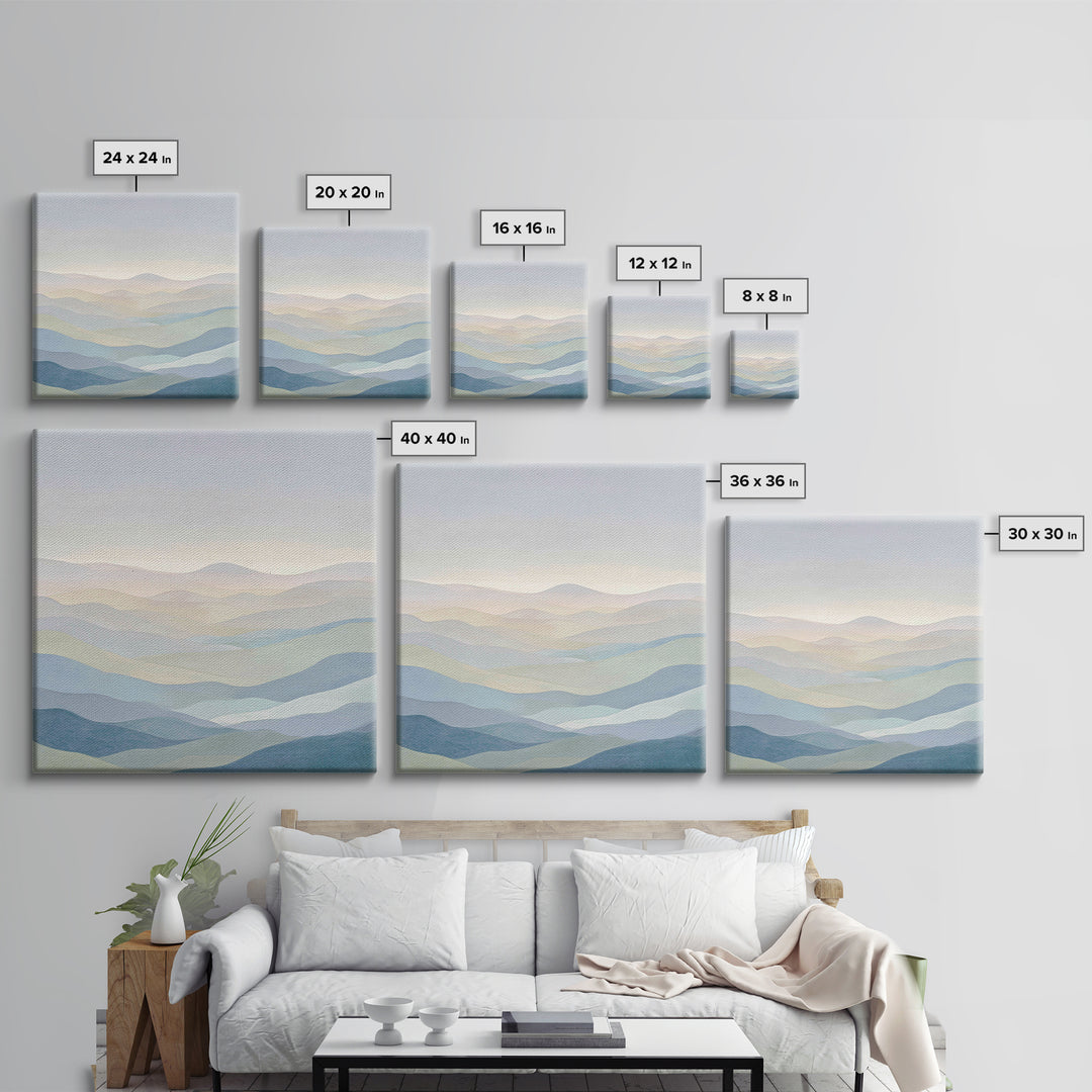 Minimal Sunrise over Rounded Hills Canvas Print, Medical Office Art, Minimalist Art, Office Decor, Calm, Educational Poster, MOA-1x1-23