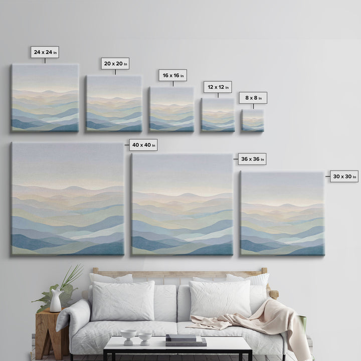 Minimal Sunrise over Rounded Hills Canvas Print, Medical Office Art, Minimalist Art, Office Decor, Calm, Educational Poster, MOA-1x1-23