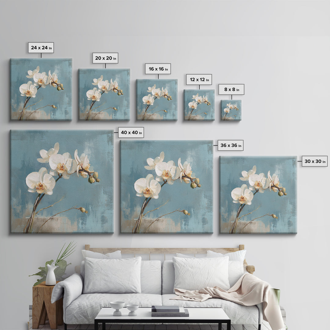 White Orchid on Gray Stone Surface Canvas Print, Medical Office Art, School Nurse Art, Office Decor, Oil Painting, Calm, MOA-1x1-30