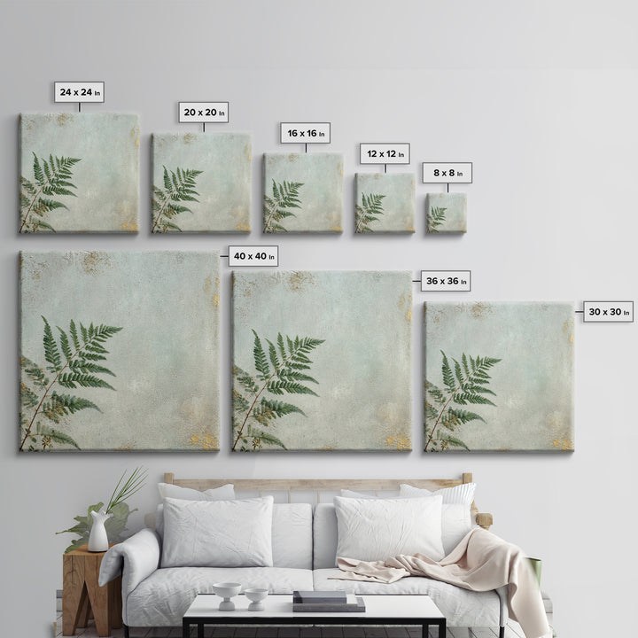 Minimal Green Fern Specimen Framed Canvas Print, Medical Office Art, Gallery Decor, Office Decor, Fine Art, Calm, MOA-1x1-32