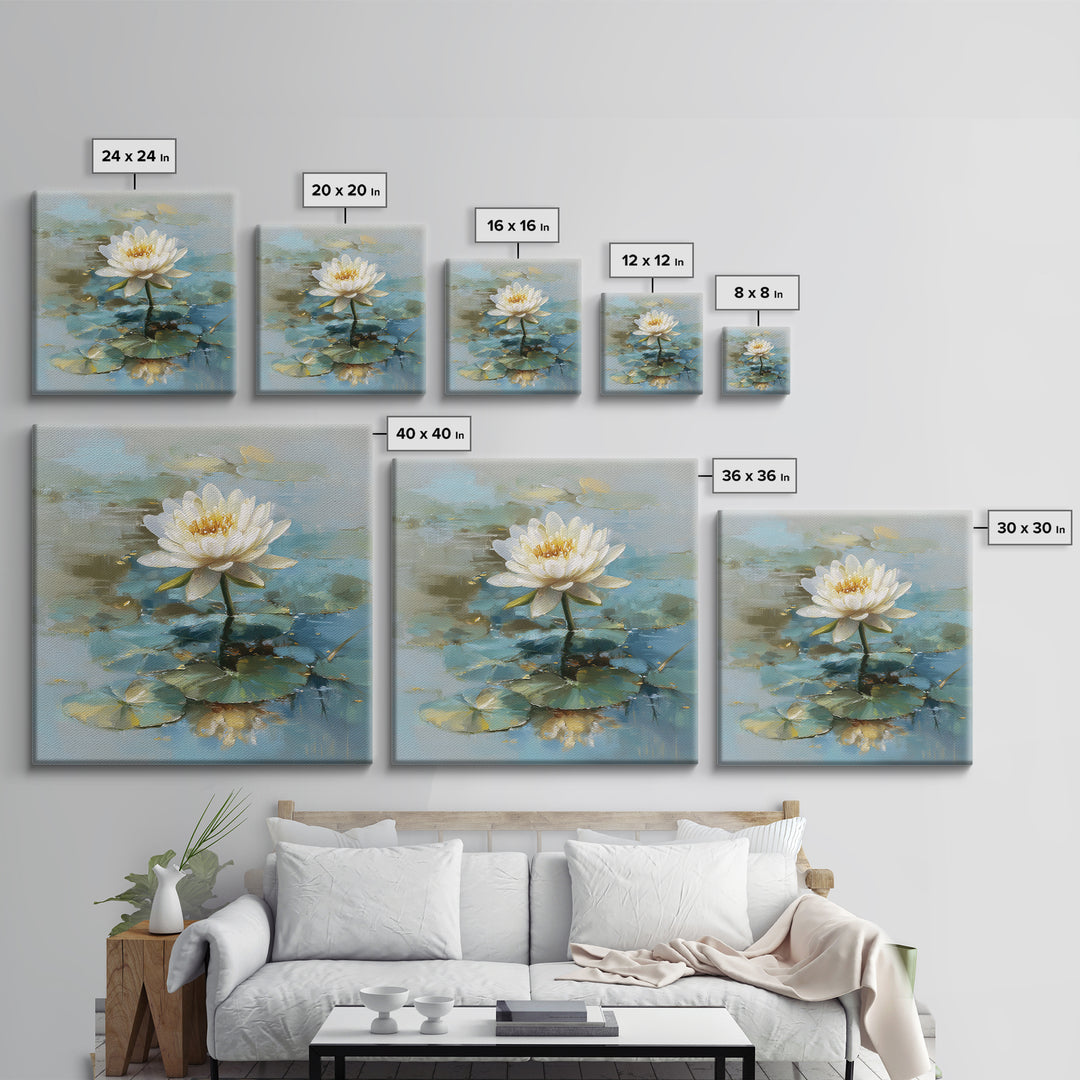 Lotus Flower Floating on Still Water Canvas Print, Medical Office Art, Brain Poster, Office Decor, Watercolor Art, Calm, MOA-1x1-35