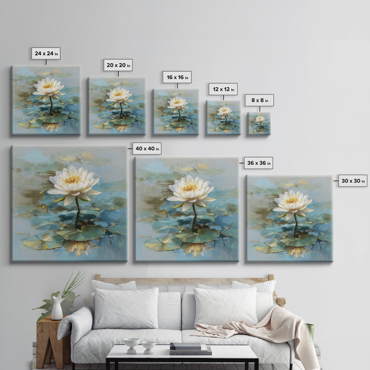 Lotus Flower Floating on Still Water Canvas Print, Medical Office Art, Brain Poster, Office Decor, Watercolor Art, Calm, MOA-1x1-35