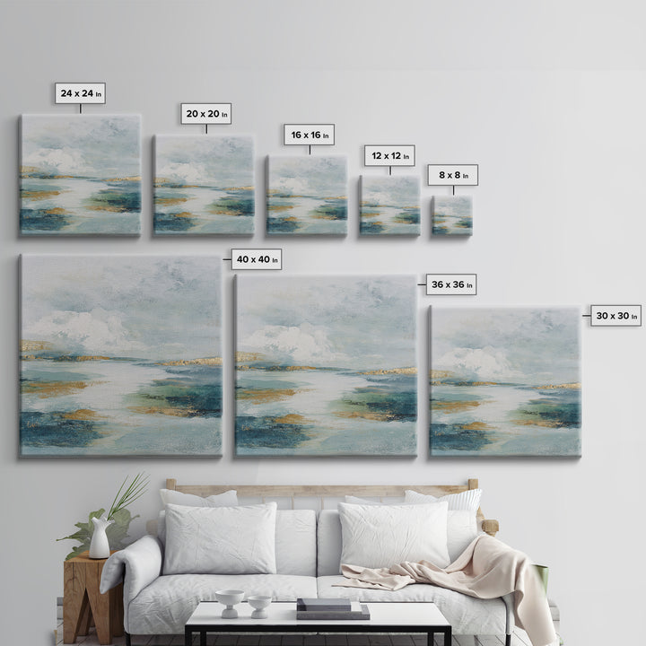 Coastal Shells and Water Study Framed Canvas Print, Medical Office Art, Dental Office Decor, Office Decor, Fine Art, Calm, MOA-1x1-44