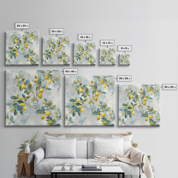 Fresh Citrus and Leaves for Bright Optimism Framed Canvas Print, Medical Office Art, Wall Decor, Office Decor, Fine Art, Calm, MOA-1x1-48
