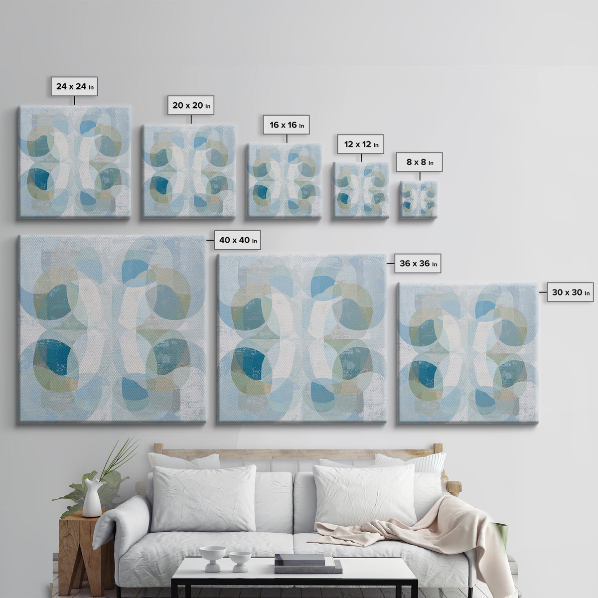 Calming Blue Abstract Canvas Print, Medical Office Art, Modern Decor, Office Decor, Abstract Art, Calm, Home Decor, Wall Decor, MOA-1x1-49