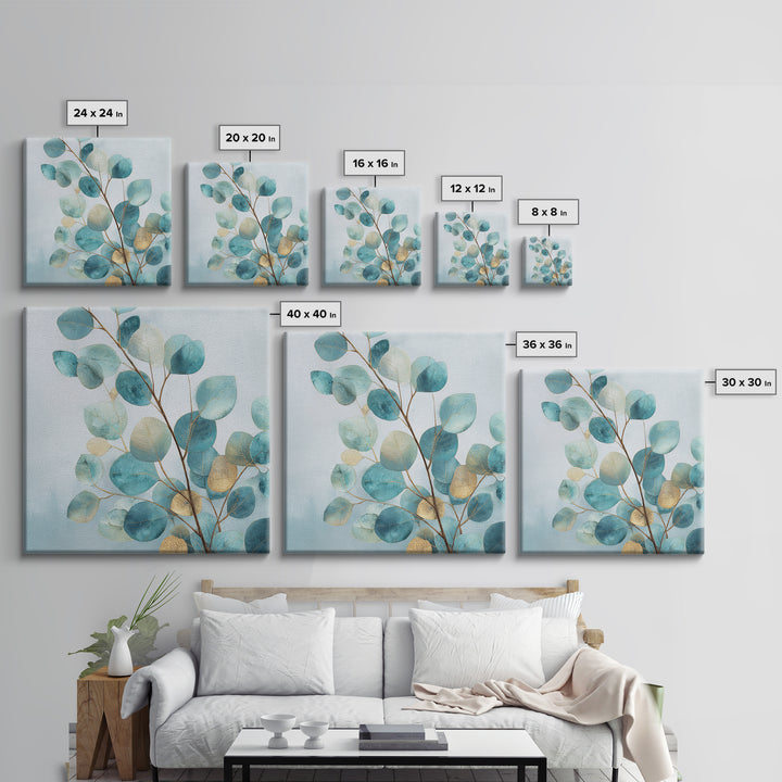 Botanical Eucalyptus Branch Framed Canvas Print, Medical Office Art, Nurse Wall Art, Office Decor, Watercolor Art, Calm, MOA-1x1-51