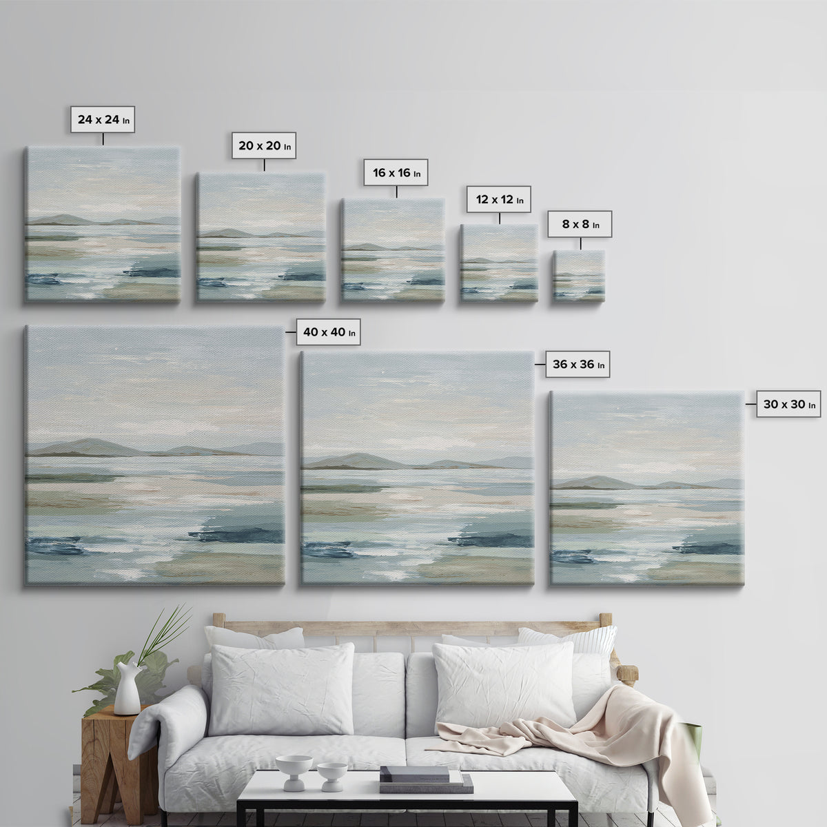 Peaceful Ocean Horizon Framed Canvas Print, Medical Office Art, Healthcare Wall Art, Office Decor, Calm, Gallery Decor, MOA-1x1-52