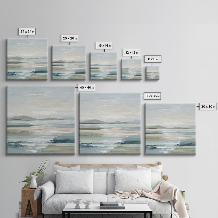 Peaceful Ocean Horizon Framed Canvas Print, Medical Office Art, Healthcare Wall Art, Office Decor, Calm, Gallery Decor, MOA-1x1-52