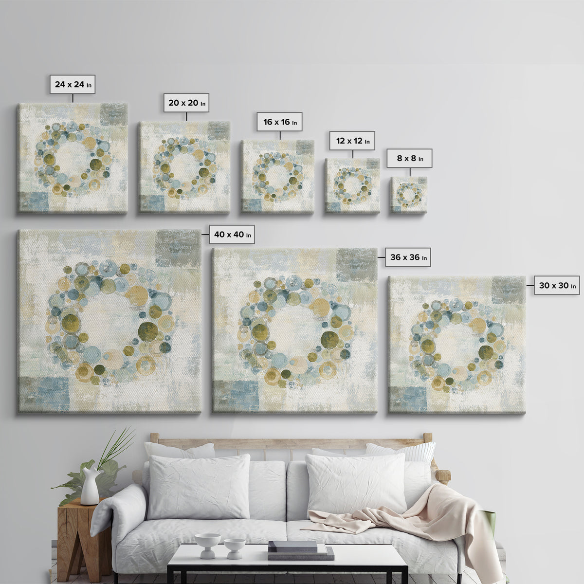 Abstract Cells and Circles as Soothing Pattern Framed Canvas Print, Medical Office Art, Fine Art Print, Office Decor, MOA-1x1-53