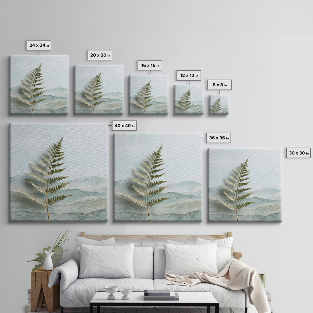 Minimal Green Fern Specimen Framed Canvas Print, Medical Office Art, Teal Wall Art, Office Decor, Fine Art, Calm, Anatomy Art, MOA-1x1-56