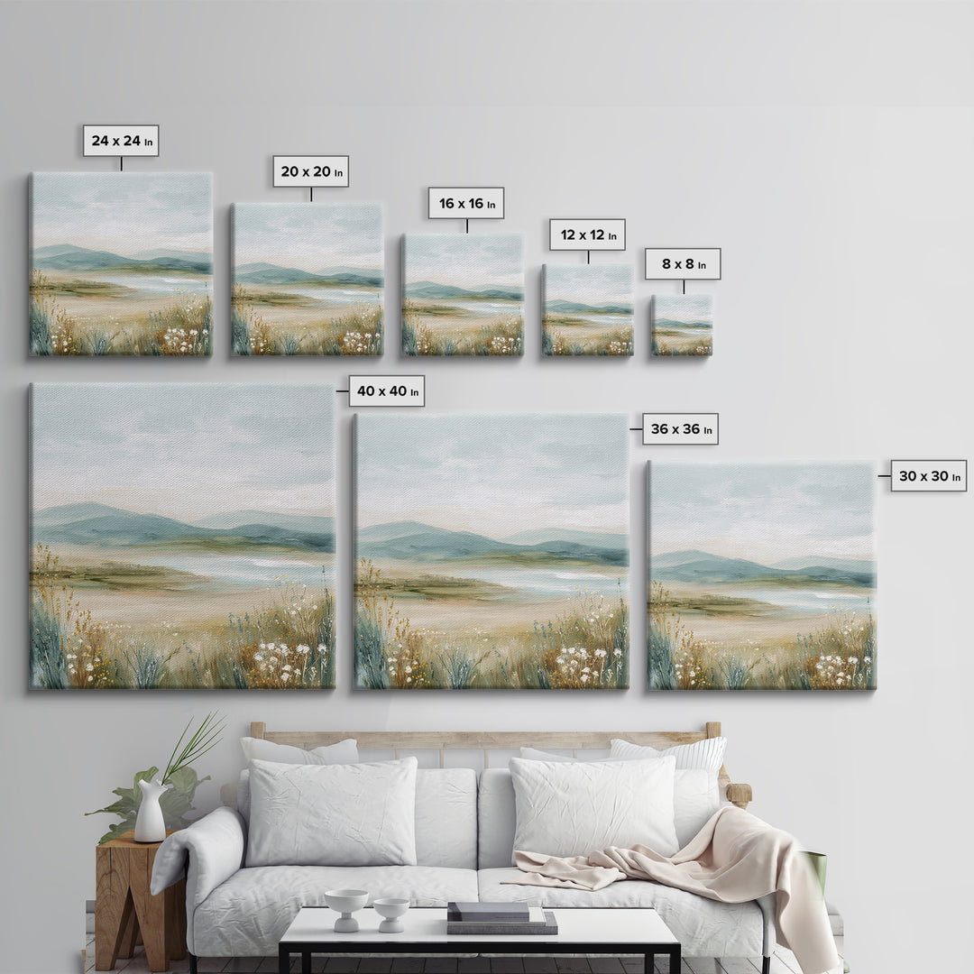 Sunlit Meadow with Wildflowers and Calm Mood Canvas Print, Medical Office Art, Anatomy Poster, Office Decor, Fine Art, Calm, MOA-1x1-60