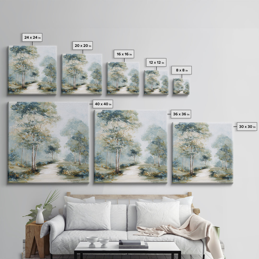 Gentle Forest Path Framed Canvas Print, Medical Office Art, Gallery Decor, Office Decor, Oil Painting, Calm, Contemporary Art, MOA-1x1-65