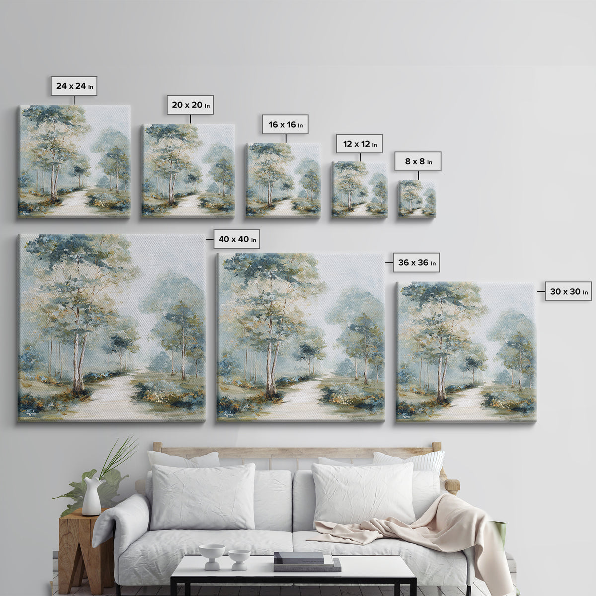 Gentle Forest Path Framed Canvas Print, Medical Office Art, Gallery Decor, Office Decor, Oil Painting, Calm, Contemporary Art, MOA-1x1-65