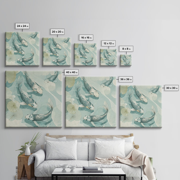 Calm Koi Fish Swimming Through Clear Water Framed Canvas Print, Medical Office Art, Brain Art, Office Decor, Fine Art, Calm, MOA-1x1-70
