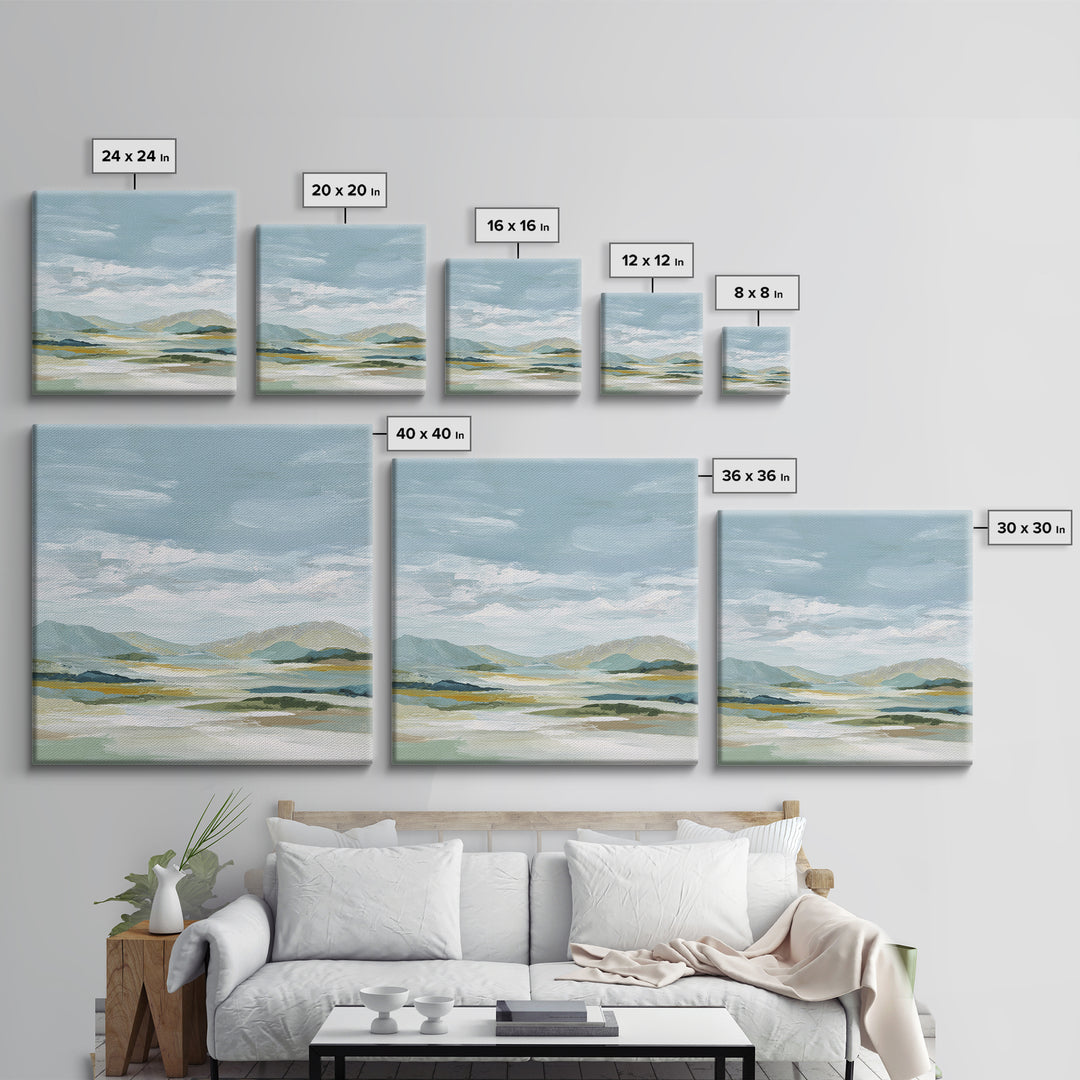 Soft Mountain Landscape Framed Canvas Print, Medical Office Art, Medical School, Office Decor, Fine Art, Calm, Minimalist Decor, MOA-1x1-74