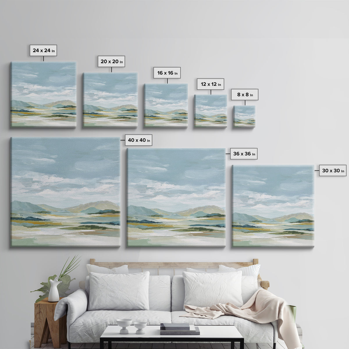Soft Mountain Landscape Framed Canvas Print, Medical Office Art, Medical School, Office Decor, Fine Art, Calm, Minimalist Decor, MOA-1x1-74