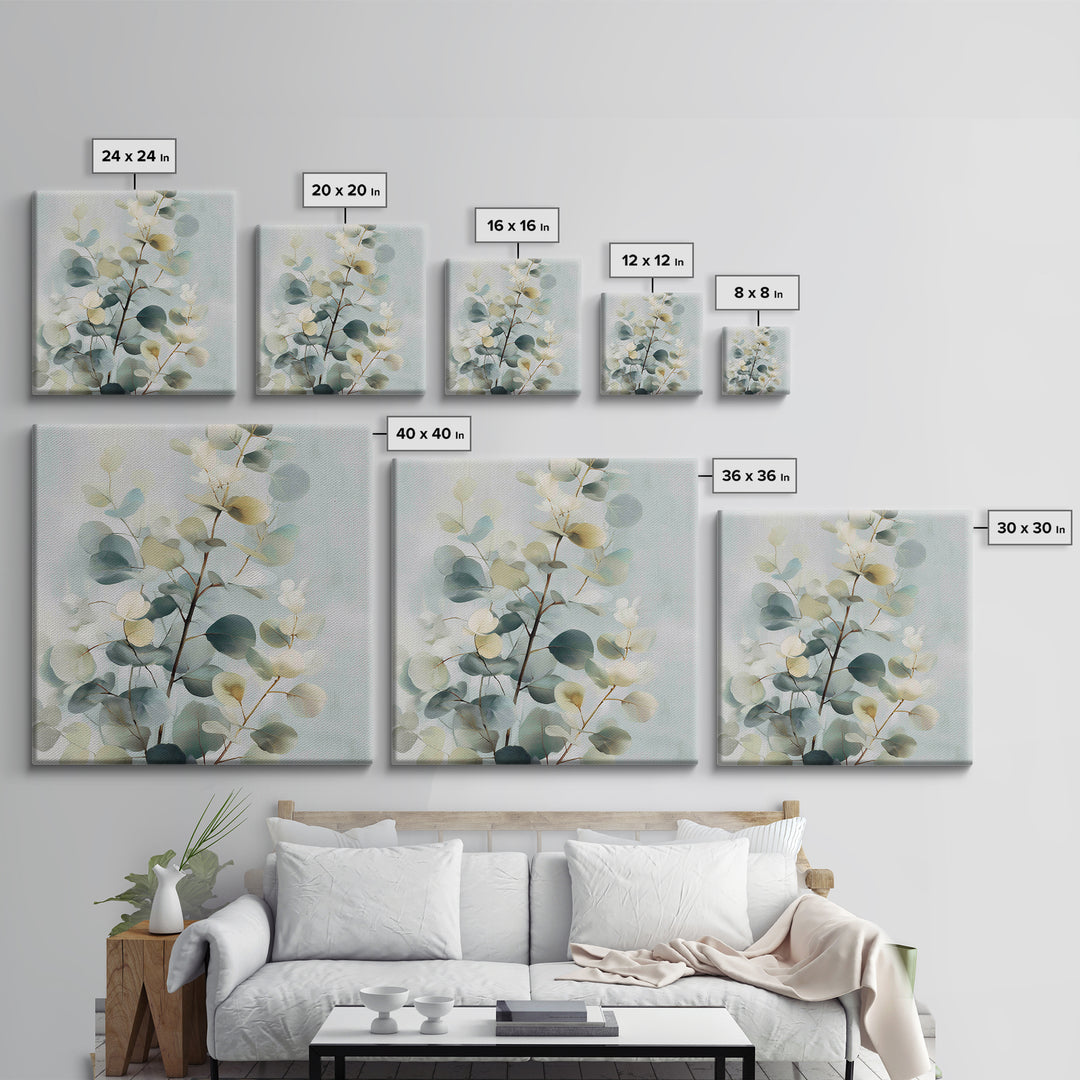 Botanical Eucalyptus Branch Canvas Print, Medical Office Art, Modern Decor, Office Decor, Fine Art, Calm, Home Decor, MOA-1x1-75