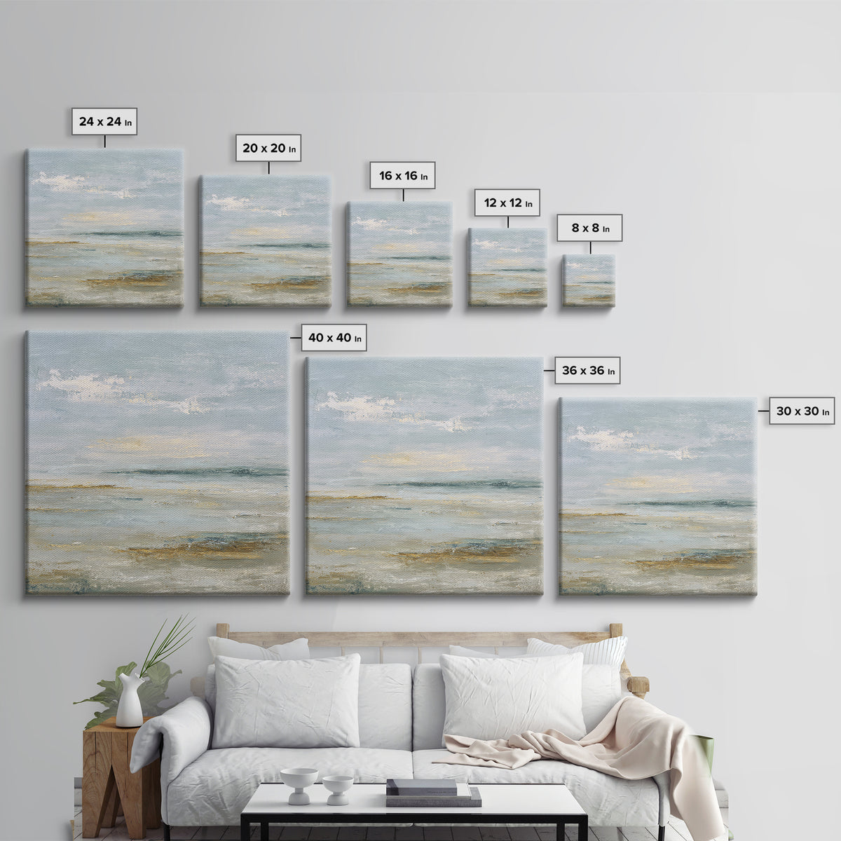 Large Neutral Landscape Framed Canvas Print, Medical Office Art, Textured Painting, Office Decor, Oil Painting, Calm, MOA-1x1-88