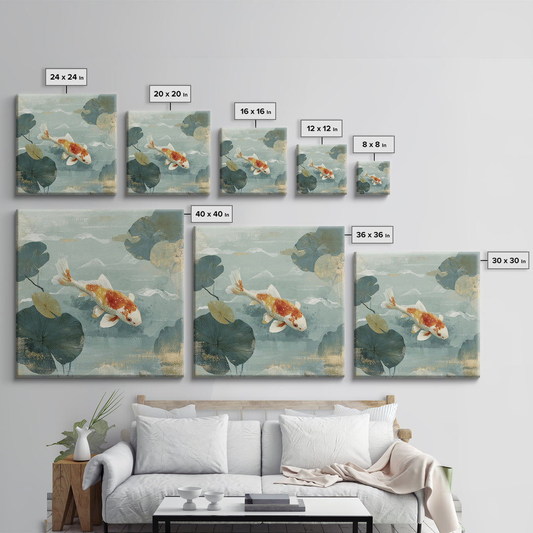 Calm Koi Fish Swimming Through Clear Water Canvas Print, Medical Office Art, Neuroscience Art, Office Decor, Fine Art, Calm, MOA-1x1-94