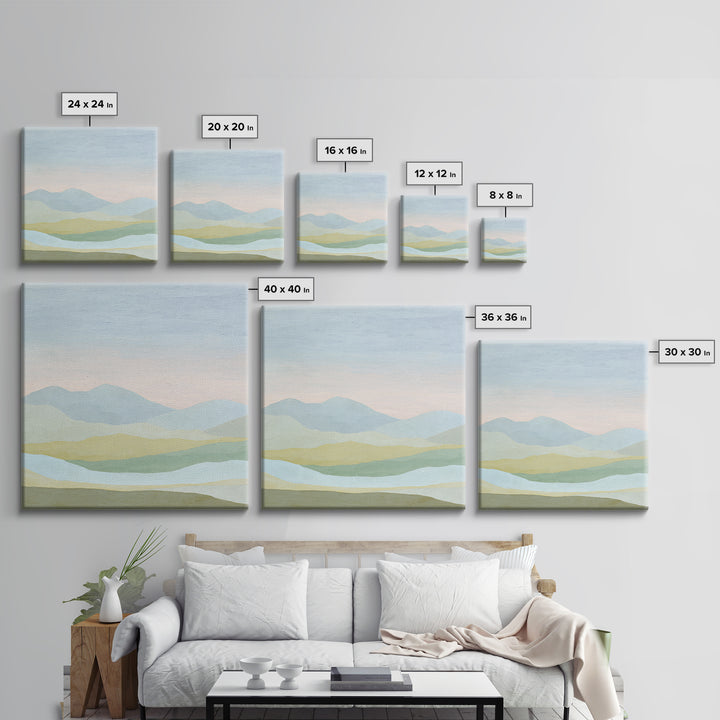 Minimal Sunrise over Rounded Hills Canvas Print, Medical Office Art, Neutral Decor, Office Decor, Fine Art, Calm, Wall Art, MOA-1x1-95