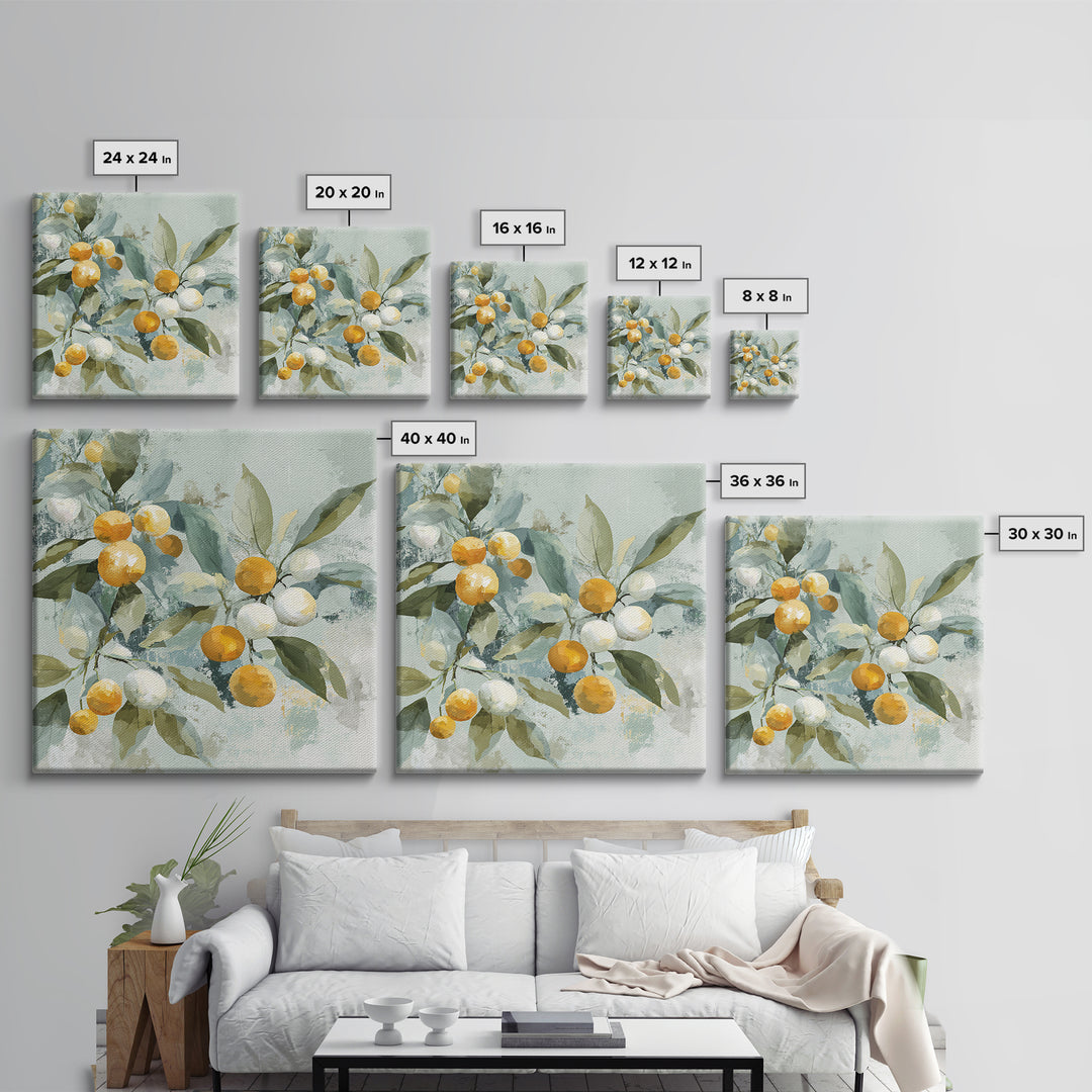 Fresh Citrus and Leaves for Bright Optimism Framed Canvas Print, Medical Office Art, Printable Wall Art, Office Decor, Calm, MOA-1x1-96