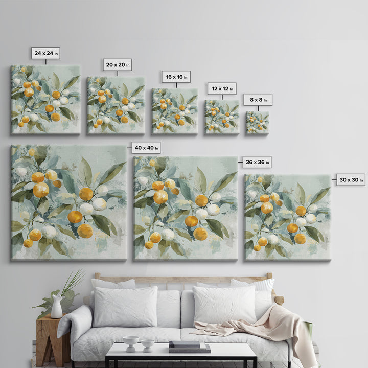 Fresh Citrus and Leaves for Bright Optimism Framed Canvas Print, Medical Office Art, Printable Wall Art, Office Decor, Calm, MOA-1x1-96