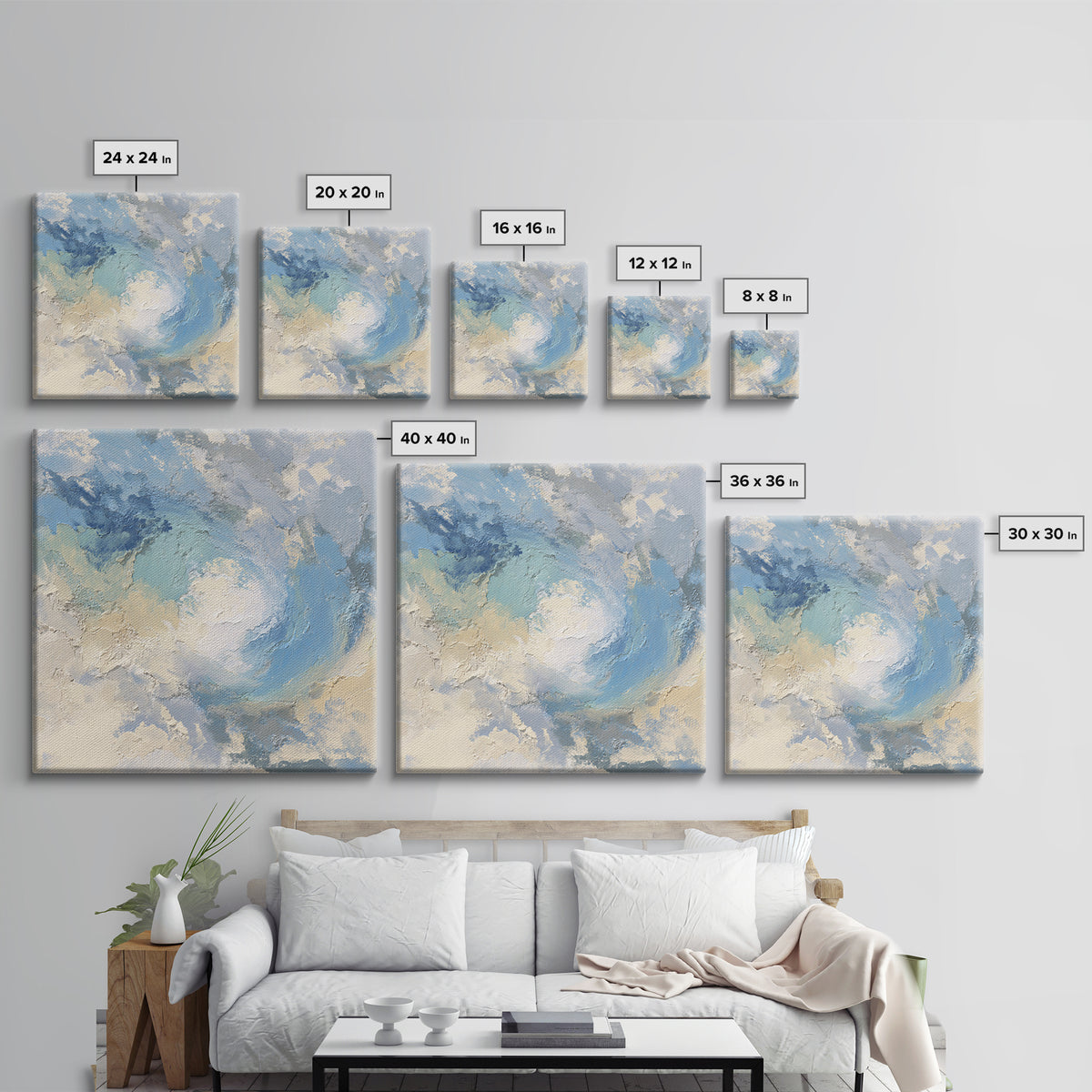 Calming Blue Abstract Canvas Print, Medical Office Art, Wall Art, Office Decor, Fine Art, Calm, Printable Card, Medical Art, MOA-1x1-97