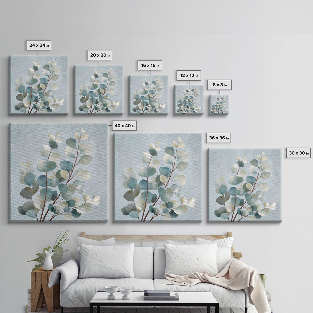 Botanical Eucalyptus Branch Canvas Print, Medical Office Art, Wall Art, Office Decor, Oil Painting, Calm, Printable Card, MOA-1x1-99