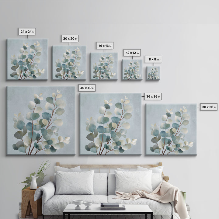 Botanical Eucalyptus Branch Canvas Print, Medical Office Art, Wall Art, Office Decor, Oil Painting, Calm, Printable Card, MOA-1x1-99