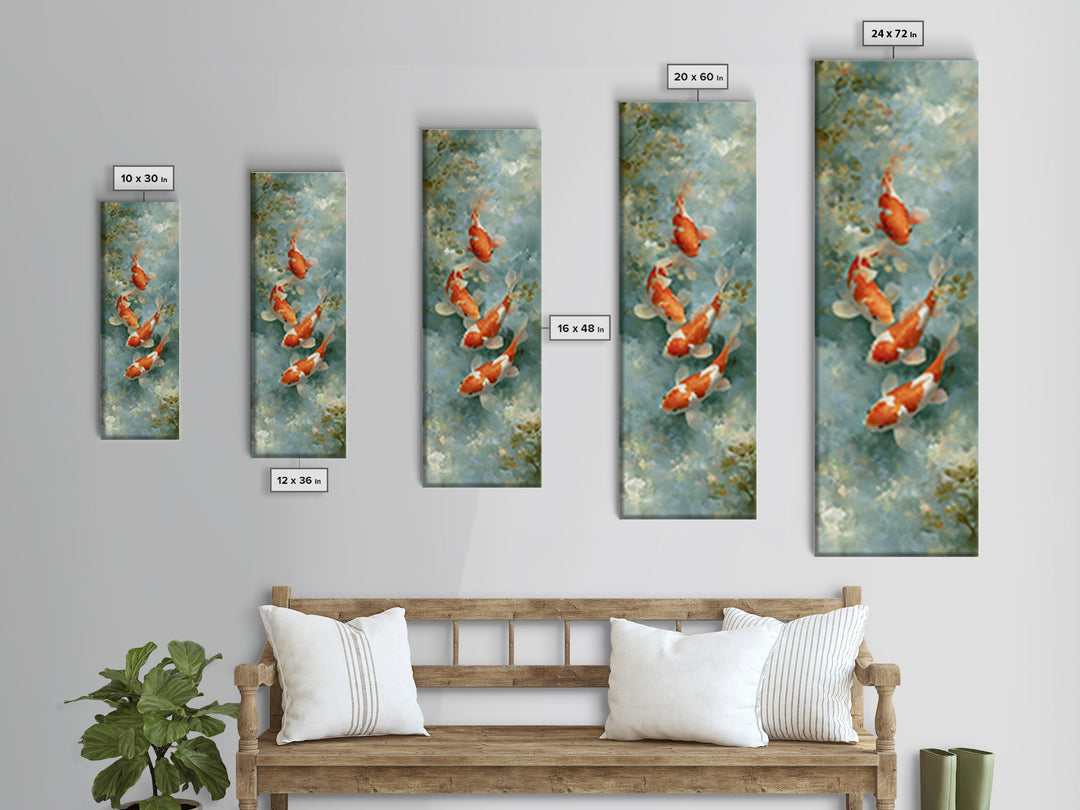 Calm Koi Fish Swimming Through Clear Water Canvas Print, Medical Office Art, Medical Wall Art, Office Decor, Fine Art, Calm, MOA-1x3-10