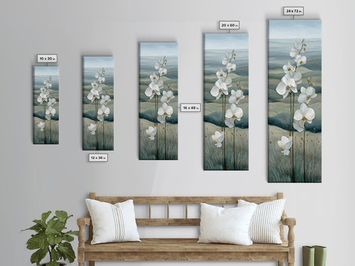 White Orchid on Gray Stone Surface Canvas Print, Medical Office Art, Nurse Wall Art, Office Decor, Fine Art, Calm, Room Decor, MOA-1x3-18
