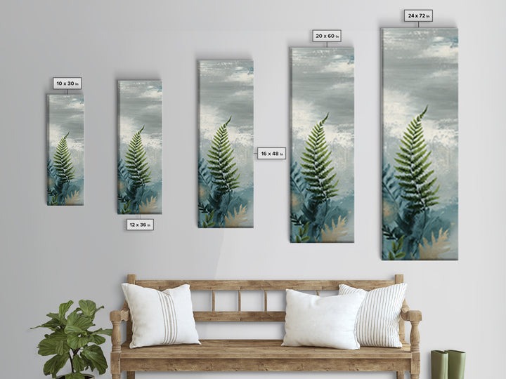 Minimal Green Fern Specimen Framed Canvas Print, Medical Office Art, Luxury Decor, Office Decor, Calm, Digital Wall Art, MOA-1x3-20