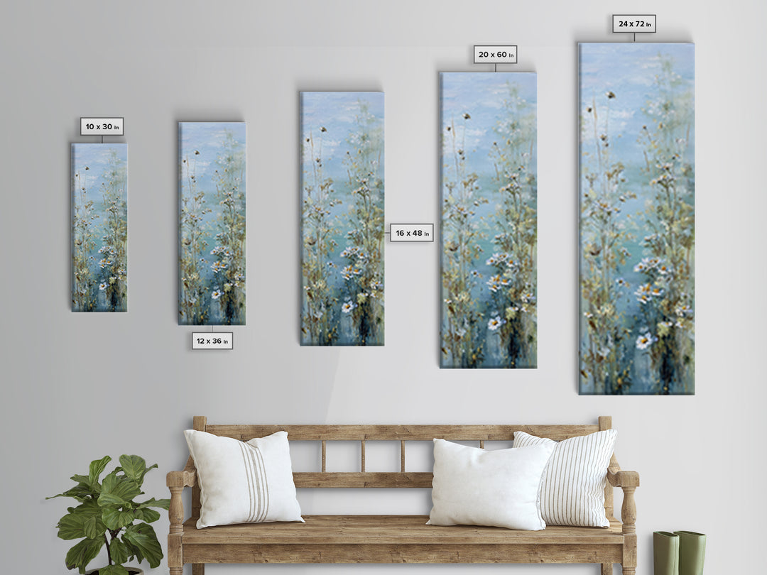 Sunlit Meadow with Wildflowers and Calm Mood Framed Canvas Print, Medical Office Art, Office Decor, Oil Painting, Calm, MOA-1x3-24