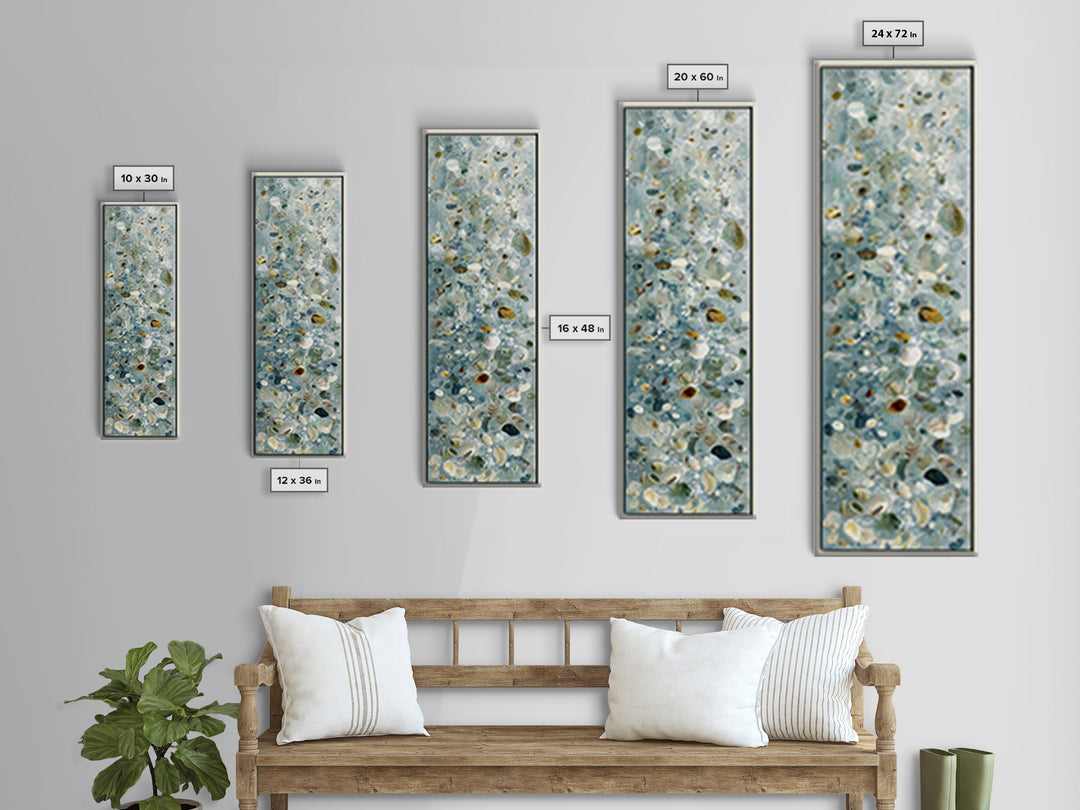 Coastal Shells and Water Study Canvas Print, Medical Office Art, Textured Painting, Office Decor, Calm, Minimalist Art, MOA-1x3-32