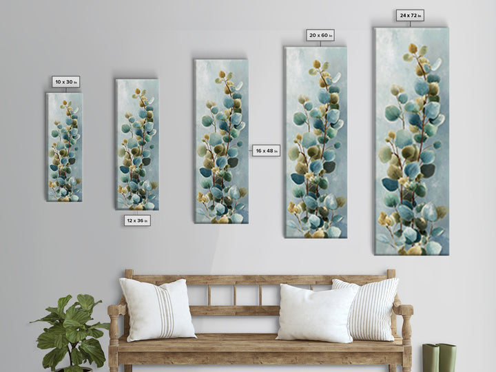 Botanical Eucalyptus Branch Canvas Print, Medical Office Art, Printable Art, Office Decor, Oil Painting, Calm, Medical Wall Art, MOA-1x3-39