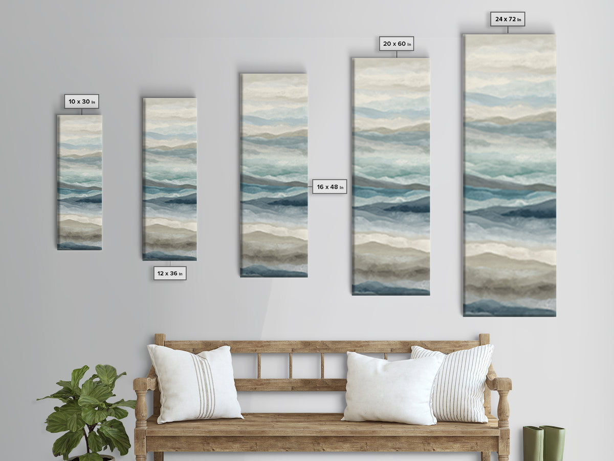 Peaceful Ocean Horizon Canvas Print, Medical Office Art, Printable Wall Art, Office Decor, Oil Painting, Calm, Anatomy Wall Art, MOA-1x3-40
