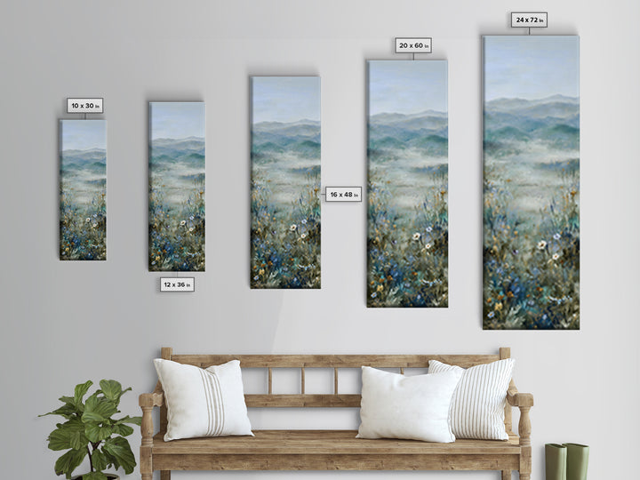 Sunlit Meadow with Wildflowers and Calm Mood Canvas Print, Medical Office Art, Wall Art, Office Decor, Watercolor Art, Calm, MOA-1x3-48