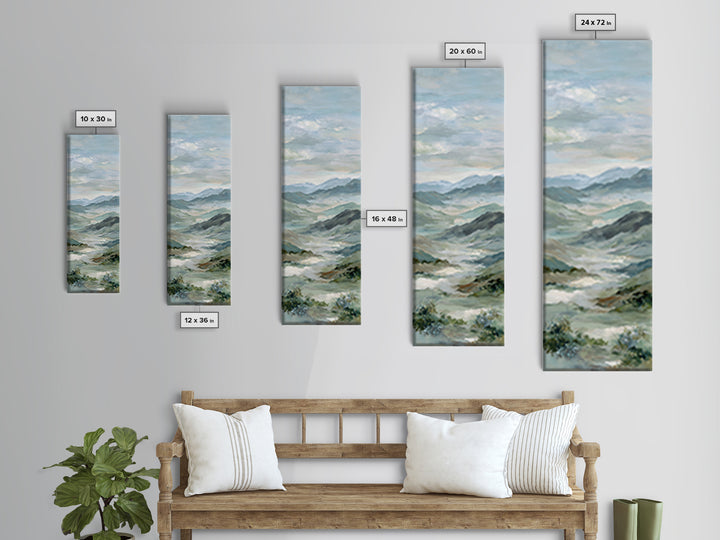 Soft Mountain Landscape Framed Canvas Print, Medical Office Art, Neutral Decor, Office Decor, Oil Painting, Calm, Wall Art, MOA-1x3-62