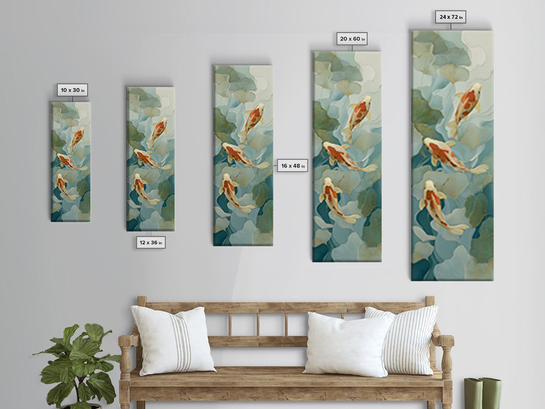 Calm Koi Fish Swimming Through Clear Water Canvas Print, Medical Office Art, Gallery Decor, Office Decor, Oil Painting, Calm, MOA-1x3-82