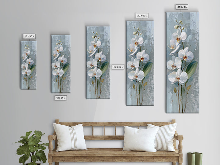 White Orchid on Gray Stone Surface Canvas Print, Medical Office Art, Art Print, Office Decor, Oil Painting, Calm, Printable Art, MOA-1x3-90