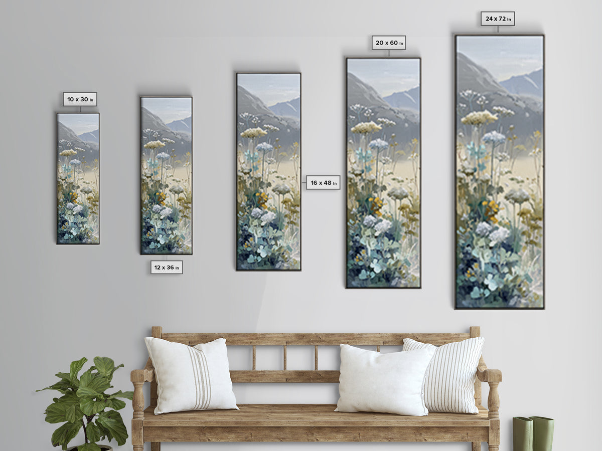 Sunlit Meadow with Wildflowers and Calm Mood Framed Canvas Print, Medical Office Art, Brain Poster, Office Decor, Calm, MOA-1x3-96
