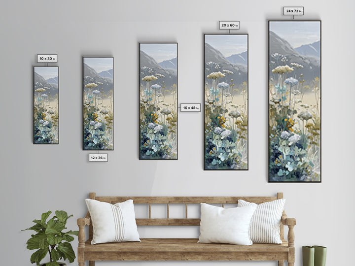 Sunlit Meadow with Wildflowers and Calm Mood Framed Canvas Print, Medical Office Art, Brain Poster, Office Decor, Calm, MOA-1x3-96