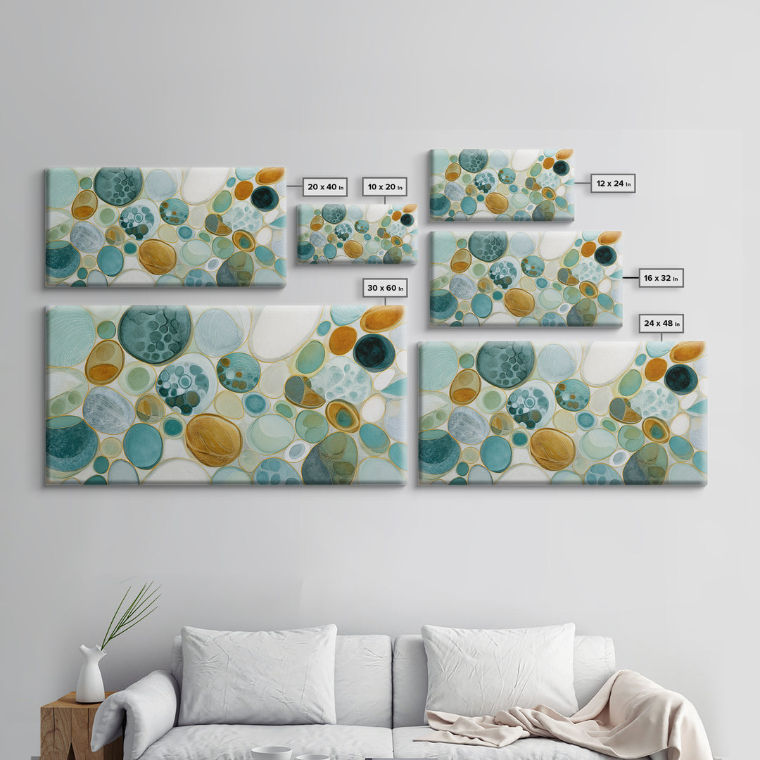 Abstract Cells and Circles as Soothing Pattern Framed Canvas Print, Medical Office Art, Home Decor, Office Decor, Calm, MOA-2x1-1
