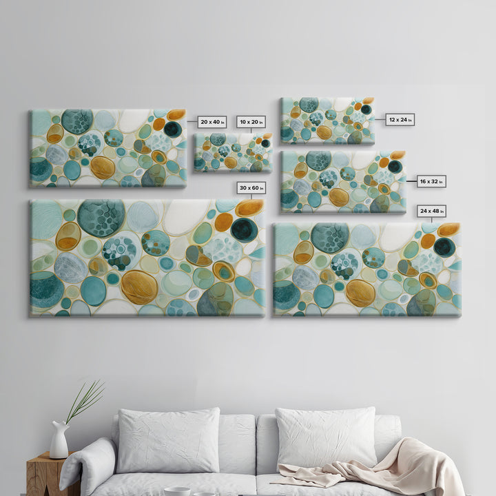Abstract Cells and Circles as Soothing Pattern Framed Canvas Print, Medical Office Art, Home Decor, Office Decor, Calm, MOA-2x1-1