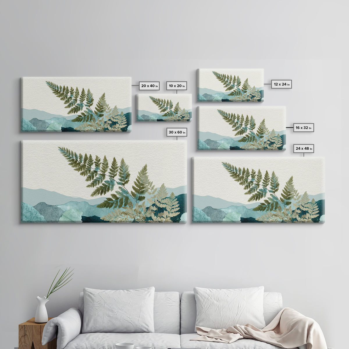 Minimal Green Fern Specimen Framed Canvas Print, Medical Office Art, Educational Poster, Office Decor, Fine Art, Calm, MOA-2x1-100