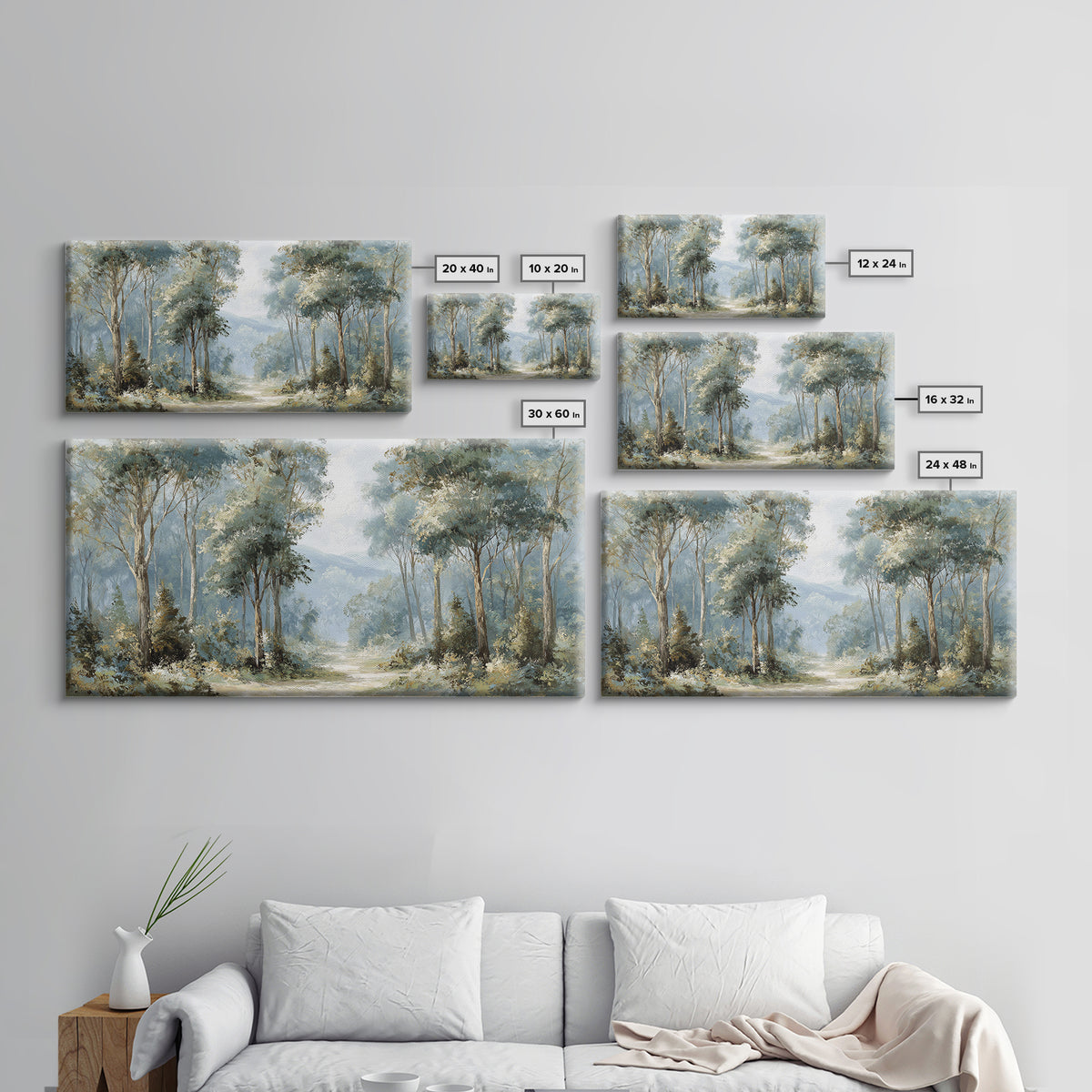 Gentle Forest Path Framed Canvas Print, Medical Office Art, Minimalist Decor, Office Decor, Fine Art, Calm, Dental Office Decor, MOA-2x1-13