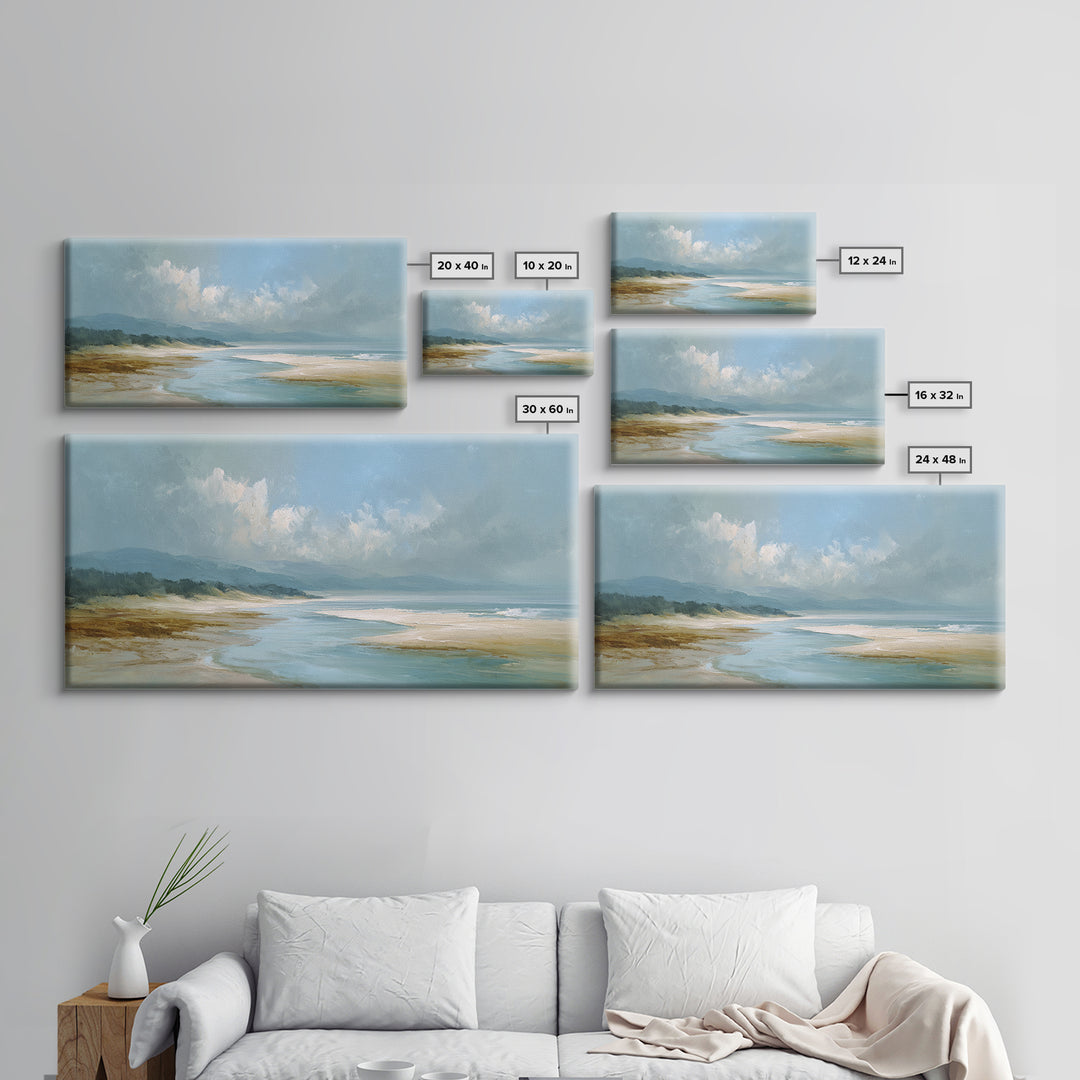 Coastal Shells and Water Study Framed Canvas Print, Medical Office Art, Fine Art Print, Office Decor, Fine Art, Calm, MOA-2x1-16